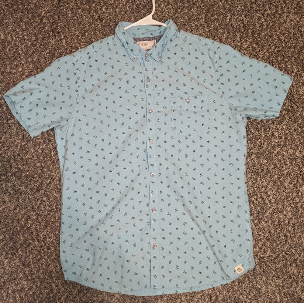 Bicycle print button down collared top